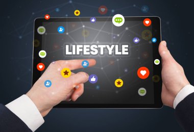 Dokunmatik ekran, sosyal medya konseptine yakın çekim