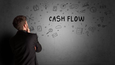 İş adamı yaratıcı bir fikir çiziyor.