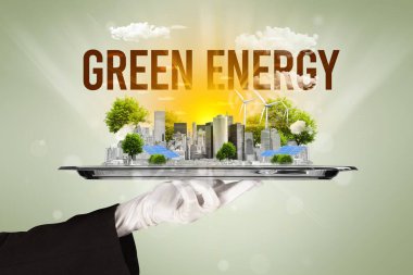 Garson eko şehir manzarası sunuyor