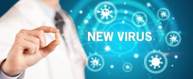 Doktor ilaç veriyor, virüs konsepti