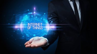 İnsan el ele tutuşması dijital teknoloji kavramı