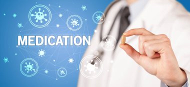 Doktor ilaç veriyor, virüs konsepti