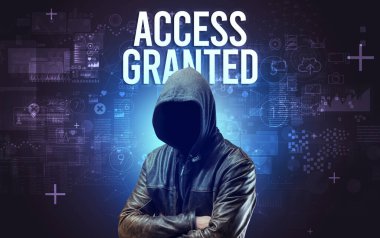 Çevrimiçi güvenlik kavramına sahip yüzsüz adam