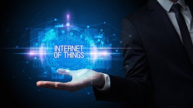 İnsan el ele tutuşması dijital teknoloji kavramı