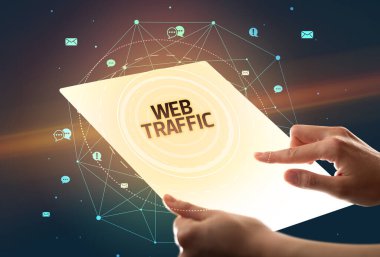 fütüristik tablet, sosyal medya kavramı