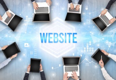 Ofiste Çalışan Meşgul İnsanlar Grubu, teknoloji konsepti