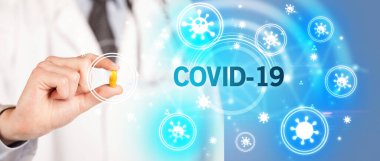 Doktor ilaç veriyor, virüs konsepti