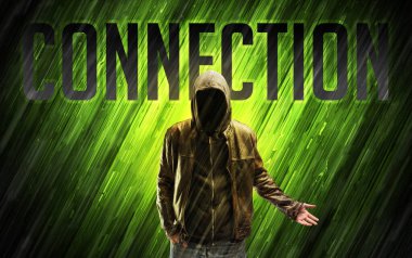 Güvenlik kavramı olan gizemli bir adam.