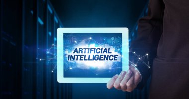 Tablet tutan kişi, teknoloji konsepti