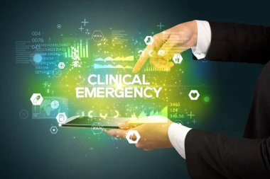 Tıbbi yazıyla dokunmatik ekranın yakın plan görüntüsü