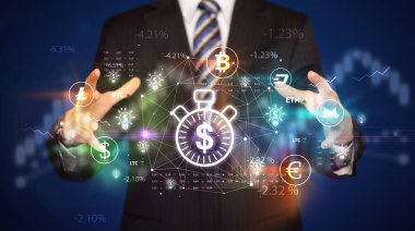 İş adamının zamanı para simgesidir.