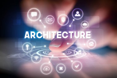 Web teknolojisi simgeleriyle tablete dokunmak