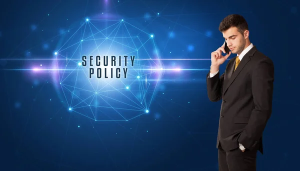Businessman thinking about security concept — Foto Stock