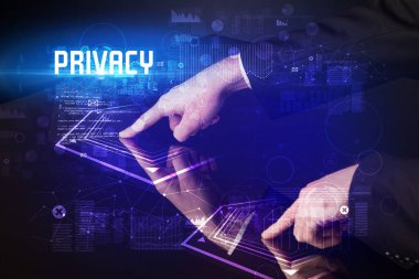 Hand touching digital table concept