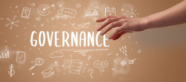 İşletme yazıtlarına işaret eden kırpılmış elin yakın çekimi