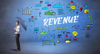 İş adamı şemsiye kavramının arkasına saklanıyor