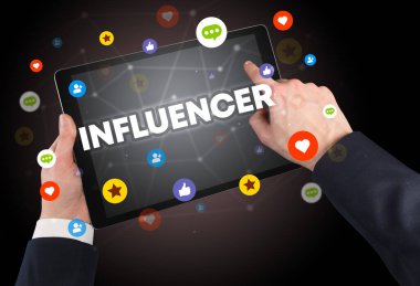 Dokunmatik ekran, sosyal medya konseptine yakın çekim