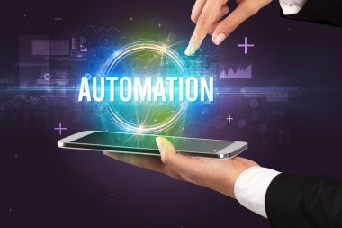 Dokunmatik ekran yakın plan, yeni teknoloji konsepti