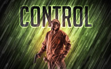 Güvenlik kavramı olan gizemli bir adam.