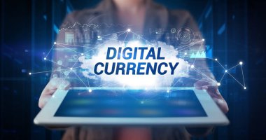 Tablet tutan kişi, teknoloji konsepti