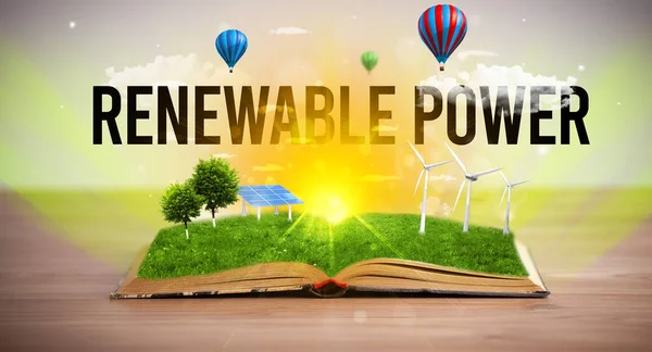 Open book, renewable energy concept