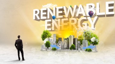 Bir iş adamının arka görüşü, çevre koruma kavramı