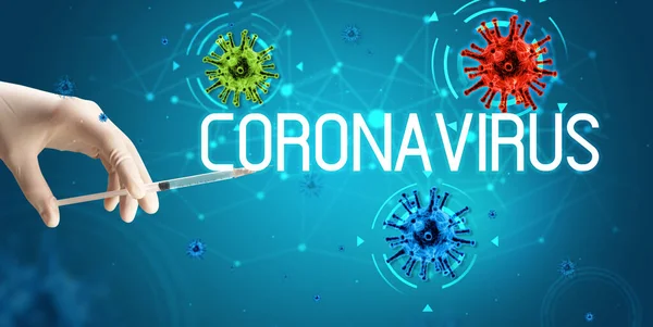 Suntikan, suntikan medis di tangan, konsep vaksin coronavirus — Stok Foto