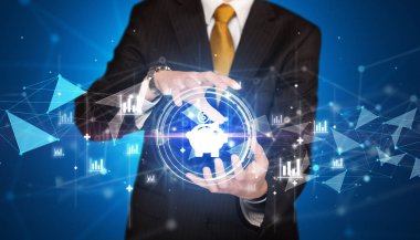 İş adamı holdig iş simgeleri konsepti