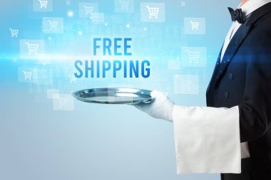 Garson online alışveriş konsepti sunuyor.