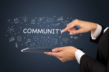 Dokunmatik ekran, sosyal medya konseptine yakın çekim