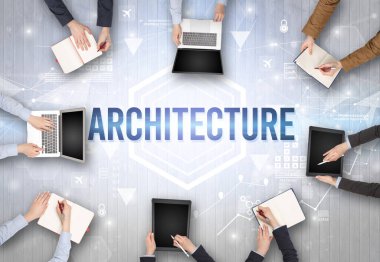 Ofiste Çalışan Meşgul İnsanlar Grubu, teknoloji konsepti