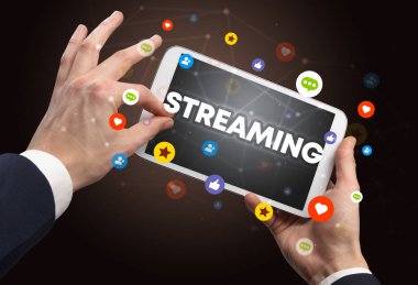 Dokunmatik ekran, sosyal medya konseptine yakın çekim