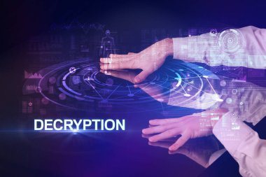 Businessman touching huge display concept