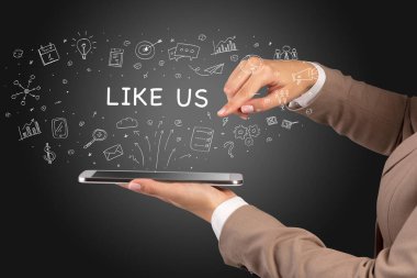 Dokunmatik ekran, sosyal medya konseptine yakın çekim