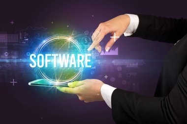 Dokunmatik ekran yakın plan, yeni teknoloji konsepti