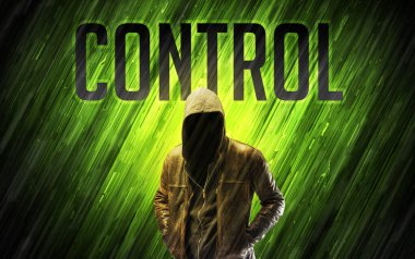 Güvenlik kavramı olan gizemli bir adam.