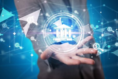 İş adamı holdig iş simgeleri konsepti