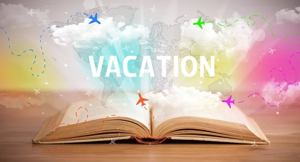 Livre ouvert, concept de vacances — Photo