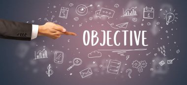 İşletme yazıtlarına işaret eden kırpılmış elin yakın çekimi