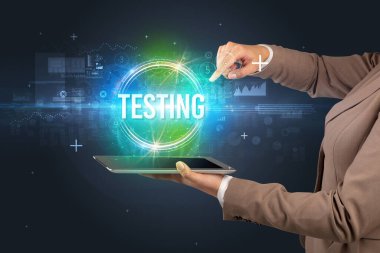 Dokunmatik ekran yakın plan, yeni teknoloji konsepti