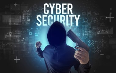 Çevrimiçi güvenlik kavramına sahip yüzsüz adam