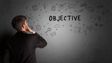 İş adamı yaratıcı bir fikir çiziyor.