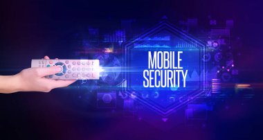 El ele tutuşan kablosuz çevre, siber güvenlik kavramı