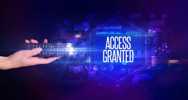 El ele tutuşan kablosuz çevre, siber güvenlik kavramı