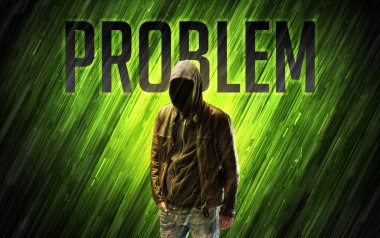 Güvenlik kavramı olan gizemli bir adam.