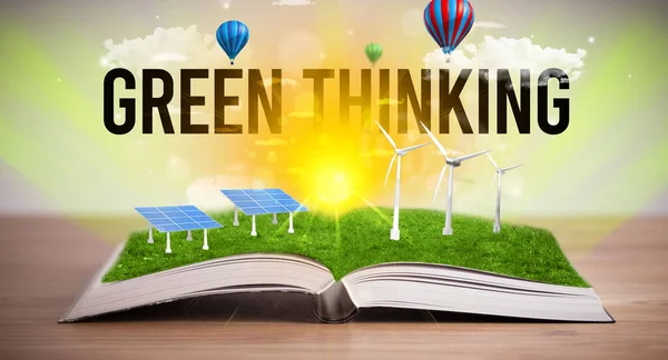 Open book, renewable energy concept — Stock Photo, Image