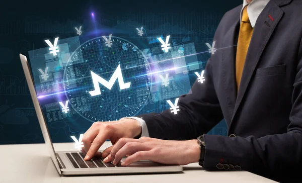 Borsada çalışan iş adamı.