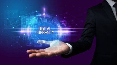 İnsan el ele tutuşması dijital teknoloji kavramı