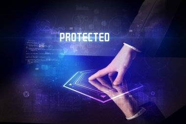 Hand touching digital table concept