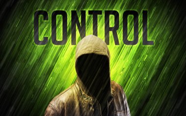 Güvenlik kavramı olan gizemli bir adam.